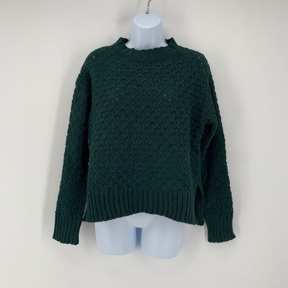 A New Day NWT Women's Green Crew Neck Chunky Knit Pullover Sweater Size XS - Picture 2 of 7